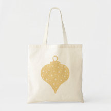 Gold Colour Christmas Bauble Design. Tote Bags