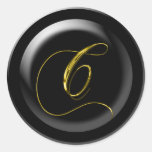 Gold Coloured Monogram C Round Stickers