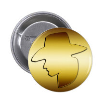 GOLD COWBOY HEAD PINBACK BUTTONS