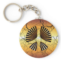 GOLD CRACKLE STYLE PEACE SIGN KEYCHAIN