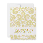 Gold Cream Floral Damask Wedding RSVP Cards Personalized Invite