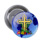 Gold Cross and Flowers buttons