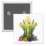 Gold Cross and Flowers buttons