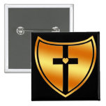 Gold Cross and Heart Shield Buttons