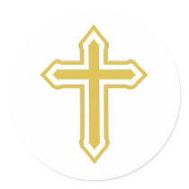 Gold Cross Round Stickers