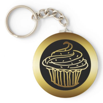 GOLD CUPCAKE KEYCHAIN by dgpaulart