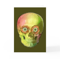 Gold Daisy Skull Greeting Card