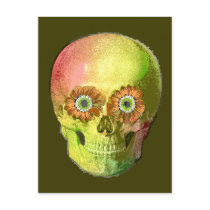 Gold Daisy Skull Postcard
