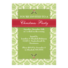 Gold Damask Holiday Party Invite