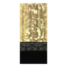 Gold damask & lace rack cards