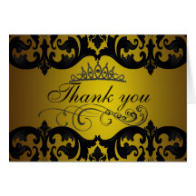 Gold Damask & Swirl Thank You Card