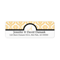 Gold Damask Wedding Monogram Labels {not metallic} labels