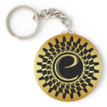 GOLD DECORATIVE MONOGRAM LETTER C KEYCHAIN