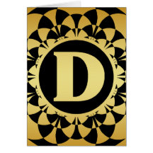 GOLD DECORATIVE MONOGRAM LETTER D CARD