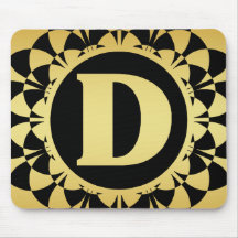 GOLD DECORATIVE MONOGRAM LETTER D MOUSEPADS