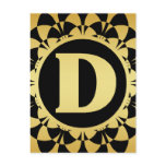 GOLD DECORATIVE MONOGRAM LETTER D POST CARDS