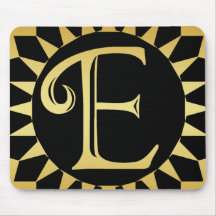 GOLD DECORATIVE MONOGRAM LETTER E MOUSE PADS