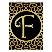 GOLD DECORATIVE MONOGRAM LETTER F CARDS