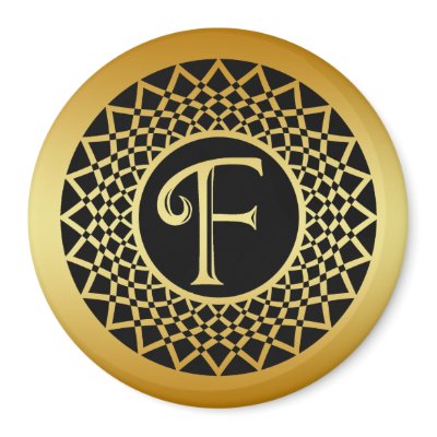 GOLD DECORATIVE MONOGRAM LETTER F REFRIGERATOR MAGNET by dgpaulart