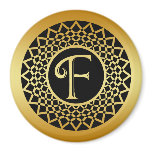 GOLD DECORATIVE MONOGRAM LETTER F REFRIGERATOR MAGNET