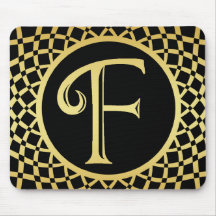 GOLD DECORATIVE MONOGRAM LETTER F MOUSEPAD