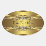 Gold Diamond Gold Envelope Seal Favour Label Oval Stickers