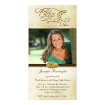 Gold diamond graduation announcement photocard photo cards