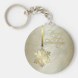 Gold Diamond Snowflake Gold Foil Holiday Keychain