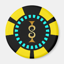 GOLD DOLLAR SIGN POKER CHIP FRIDGE MAGNET