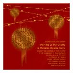 Gold Double Happiness Lanterns Chinese Wedding Announcements
