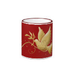 Gold dove of peace Christmas coffee mugs & cups