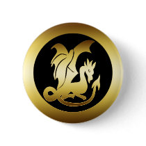 GOLD DRAGON PINBACK BUTTON