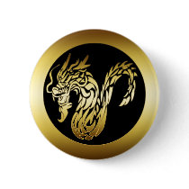 GOLD DRAGON PINBACK BUTTON