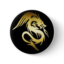 GOLD DRAGON PINBACK BUTTON