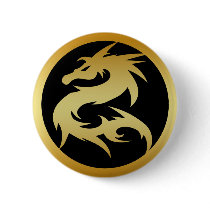 GOLD DRAGON PINBACK BUTTON