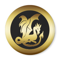 GOLD DRAGON FRIDGE MAGNET