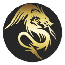 GOLD DRAGON ROUND STICKERS