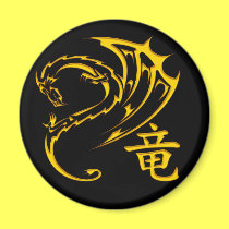 Gold Dragon with Kanji Symbol magnets