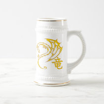 Gold Dragon with Kanji Symbol mugs