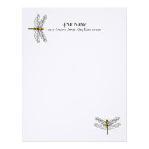 Gold Dragonfly Letterhead Linen Stationary