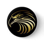 GOLD EAGLE HEAD PINBACK BUTTON