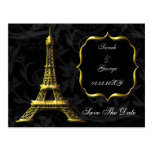 gold Eiffel Tower French wedding Save the Date Postcard