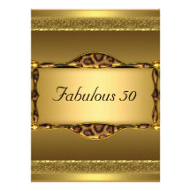 Gold  Fabulous at 50 Birthday Party Invitation