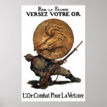 Gold Fights For Victory -- French WW1 Poster