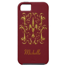 Gold Fleur de Lis Heart Pattern (bordeaux)