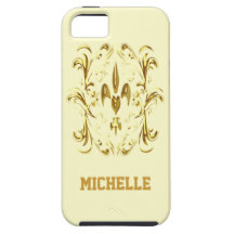 Gold Fleur de Lis Heart Pattern (neutral) iPhone 5 Cover