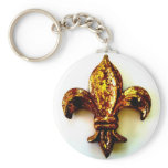 GOLD FLEUR DE LIS HIGH CONTRAST PRINT KEY CHAIN