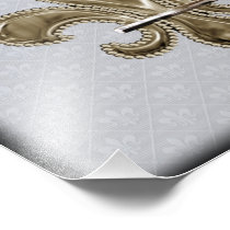 Gold Fleur de Lis silver background black edges Art Photo