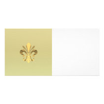 Gold fleur de lys customized photo card