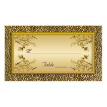 Gold Floral and Purple Placecards Business Card Template
